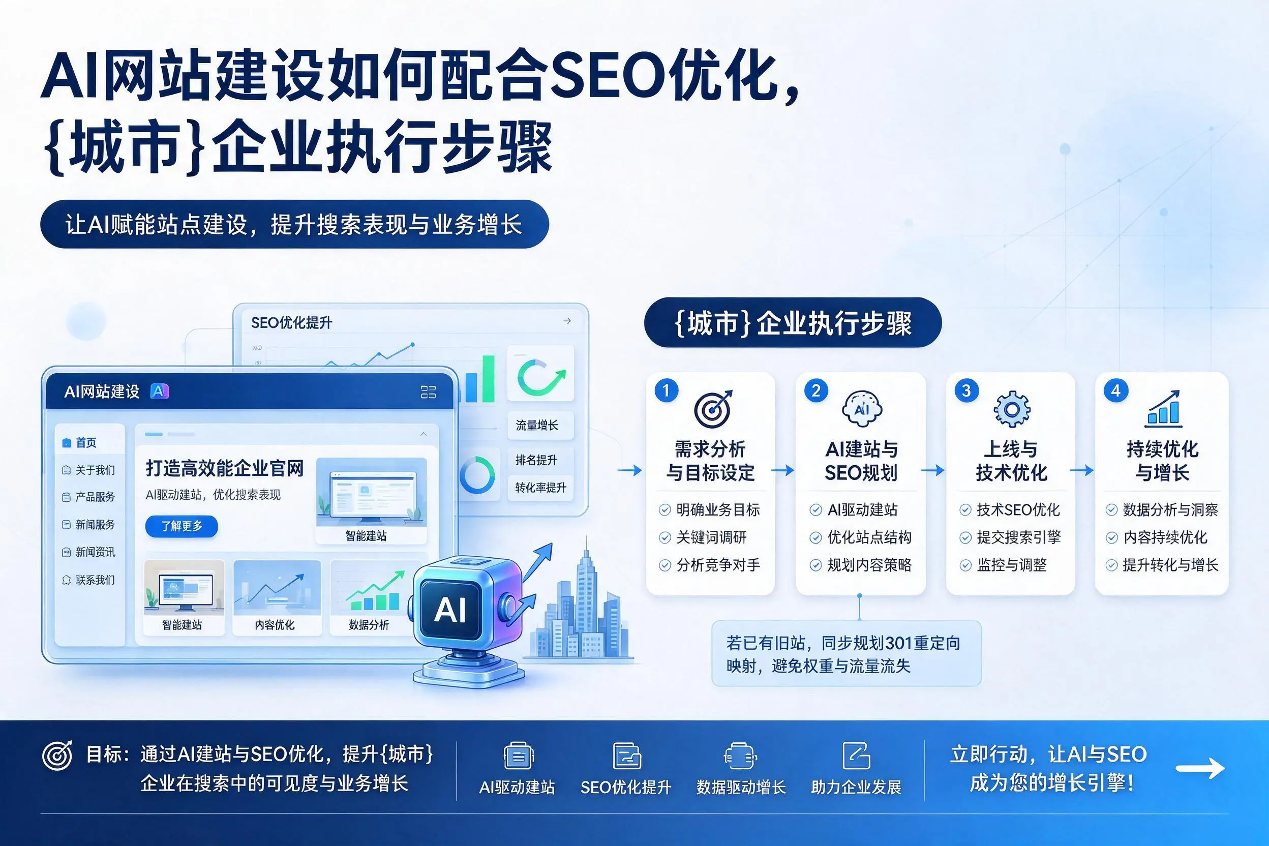AI网站建设如何配合SEO优化,贺州企业执行步骤